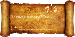Torday Honoráta névjegykártya